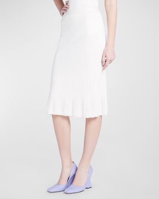 Wool Midi Skirt with Ribbed Underpinning