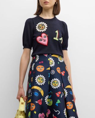 Wool Mixed Emoji Embroidered Sweater