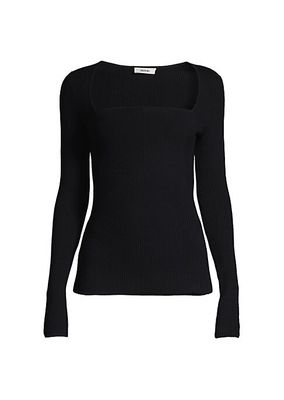 Wool Rib-Knit Fitted Top