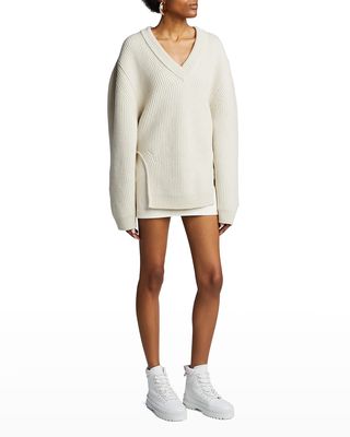 Wool Rounded-Cutout Sweater