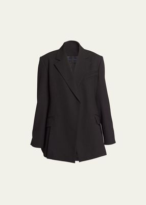 Wool-Stretch Single-Breasted Blazer Jacket