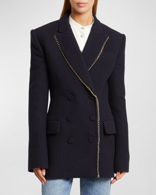 Wool Top Coat with Chain Detail
