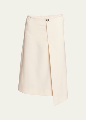 Wool Twill Asymmetric Skirt