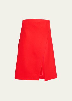 Wool Wrap Midi Skirt with Slit