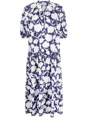 Woolrich abstract-print poplin midi dress - Blue