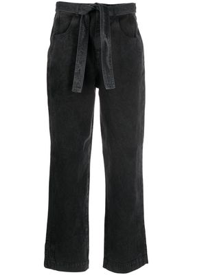 Woolrich belted straight-leg cropped jeans - Black