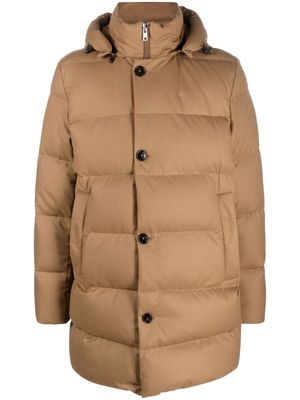 Woolrich button-fastening hooded padded coat - Brown