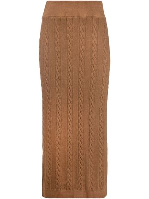 Woolrich cable-knit virgin-wool midi skirt - Brown