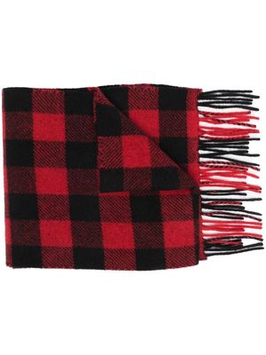 Woolrich check-pattern fringed-edge scarf - Red