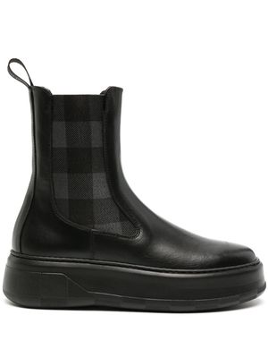 Woolrich check-pattern leather ankle boots - Black