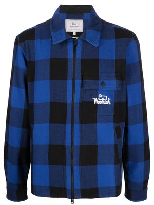Woolrich check-print zipped shirt jacket - Blue