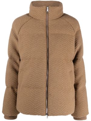 Woolrich chevron-knit padded puffer jacket - Brown