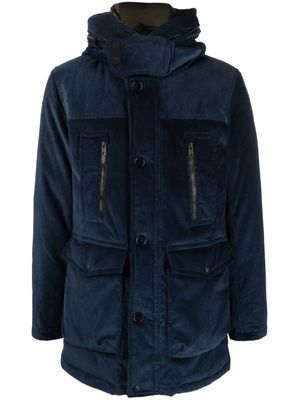 Woolrich corduroy logo-print hooded jacket - Blue