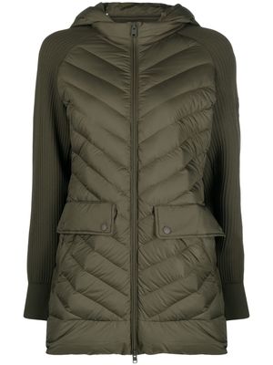 Woolrich detachable-hood panelled puffer coat - Green