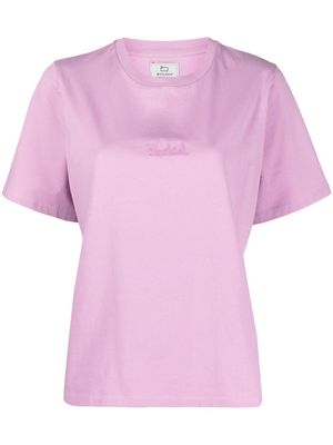 Woolrich embroidered-logo cotton T-shirt - Pink