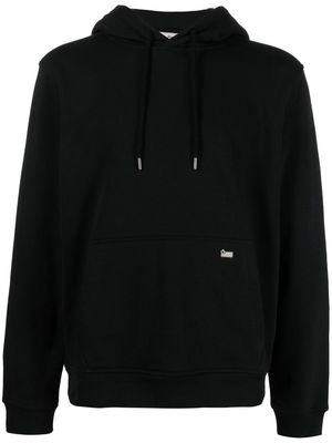 WOOLRICH embroidered-logo fleece hoodie - Black