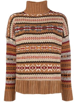 Woolrich fair isle intarsia knit jumper - Brown