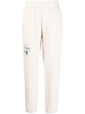 Woolrich floral-print embroidered-logo track pants - Neutrals