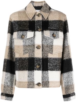 Woolrich fringed checked shirt jacket - Black
