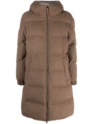 Woolrich funnel-neck padded wool coat - Brown