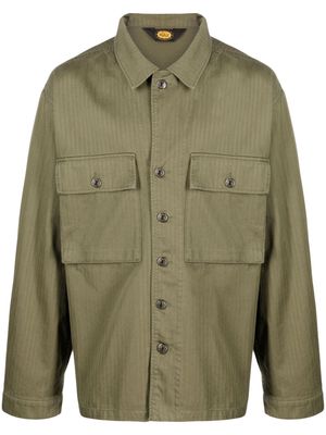 Woolrich herringbone-weave cotton overshirt - Green