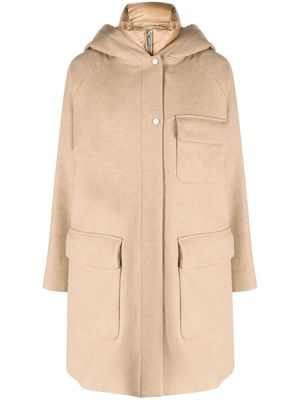 Woolrich high-neck hooded coat - Neutrals