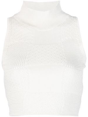 Woolrich high-neck knitted cropped top - White