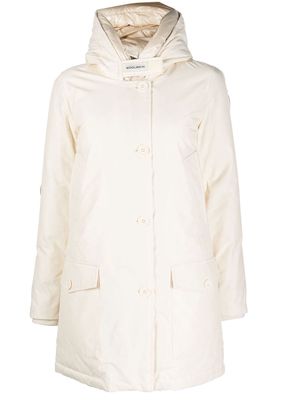 Woolrich hooded button-up parka - White