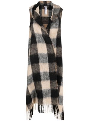 Woolrich hooded checked cape scarf - Black