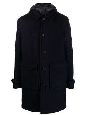 Woolrich hooded single-breasted coat - Blue