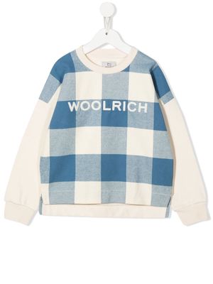 Woolrich Kids check cotton sweatshirt - White