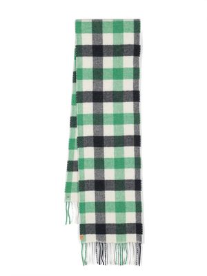 Woolrich Kids check-pattern wool blend scarf - Green