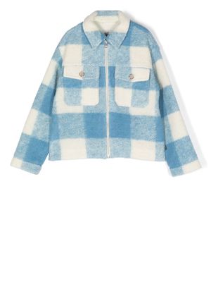 Woolrich Kids check-print knitted jacket - Blue