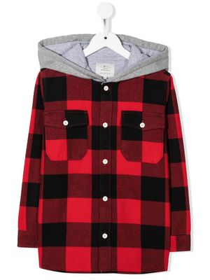 Woolrich Kids checked hooded shirt - Black