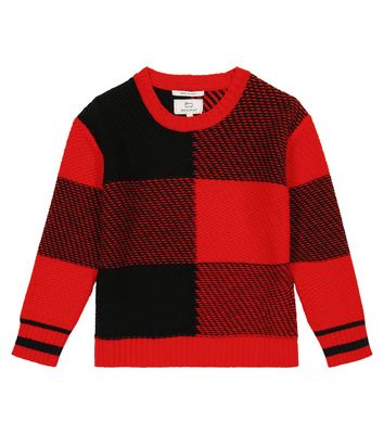 Woolrich Kids Checked wool-blend sweater