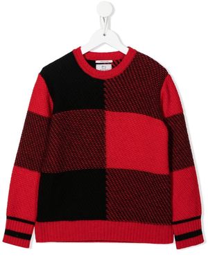 Woolrich Kids colour-block checkered knit jumper - Black