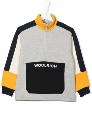 Woolrich Kids colour-block zip-collar sweatshirt - Yellow