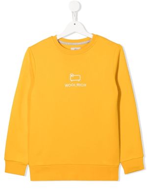 Woolrich Kids embroidered-logo crew neck sweatshirt - Yellow