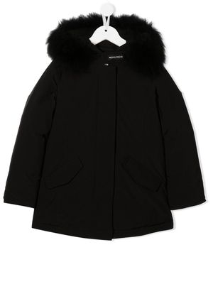 Woolrich Kids faux-fur hooded coat - Black