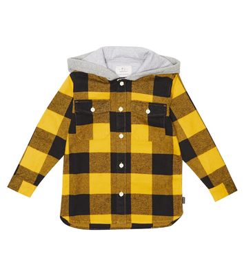 Woolrich Kids Hooded checked cotton shirt