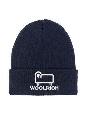 Woolrich Kids logo-embroidered beanie - Blue