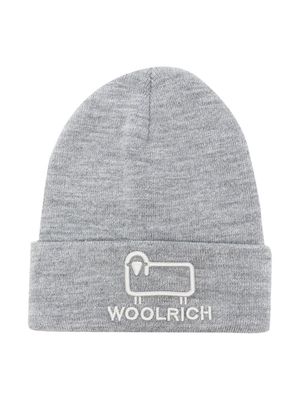 Woolrich Kids logo-embroidered beanie - Grey
