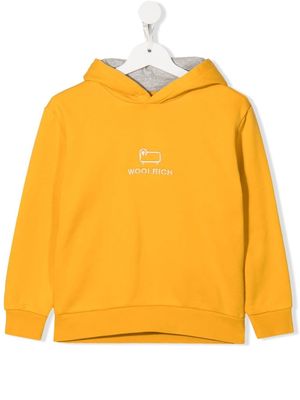Woolrich Kids logo-embroidered cotton hoodie - Yellow