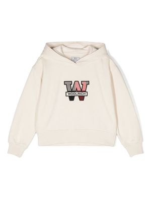 Woolrich Kids logo-patch fleece hoodie - White