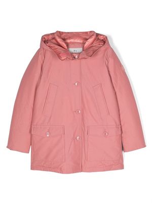 Woolrich Kids logo-patch single-breasted coat - Pink