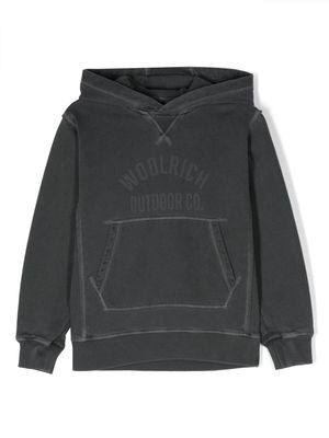 Woolrich Kids logo-print cotton hoodie - Black