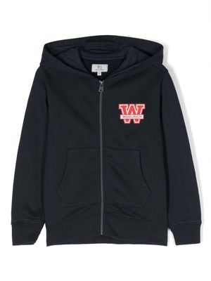 Woolrich Kids logo-print cotton hoodie - Blue