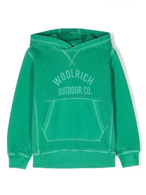 Woolrich Kids logo-print cotton hoodie - Green