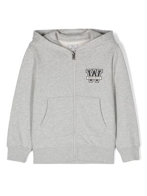 Woolrich Kids logo-print cotton hoodie - Grey