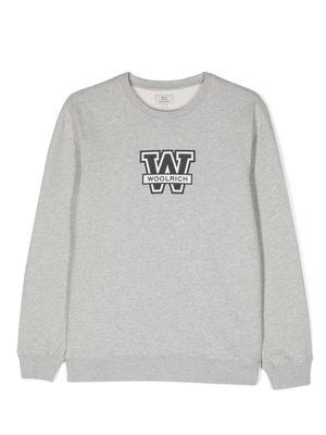 Woolrich Kids logo-print cotton sweatshirt - Grey